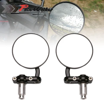 

MOTORCYCLE BLACK 3" ROUND 7/8" HANDLE BAR END MIRRORS CAFE RACER BOBBER CLUBMAN