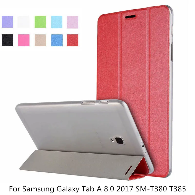 Модный прозрачный чехол книжка для Samsung Galaxy Tab A 8 0 дюйма 2017 T385 ультратонкий умный