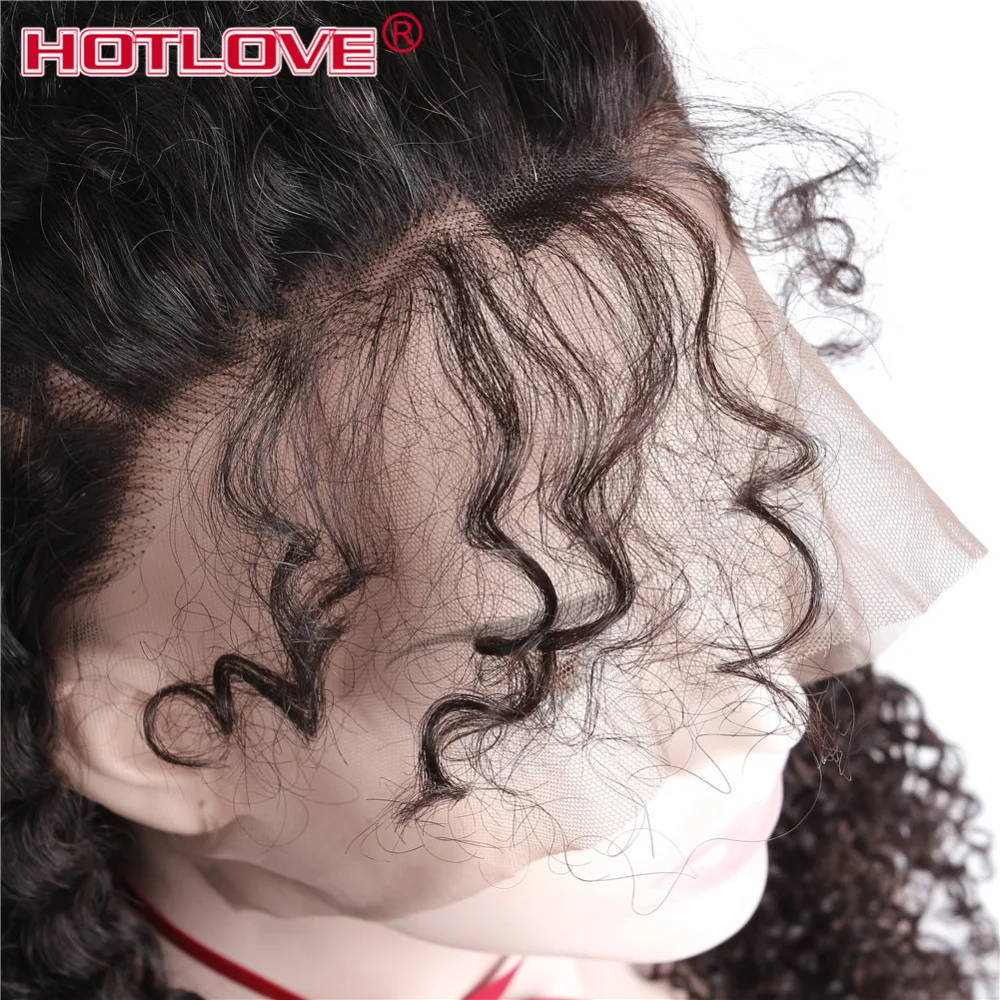 360 парики из натуральных волос на кружевной основе для женщин 150% плотность Remy бразильские кудрявые вьющиеся парики на сетке с детскими волосами отбеленные узлы