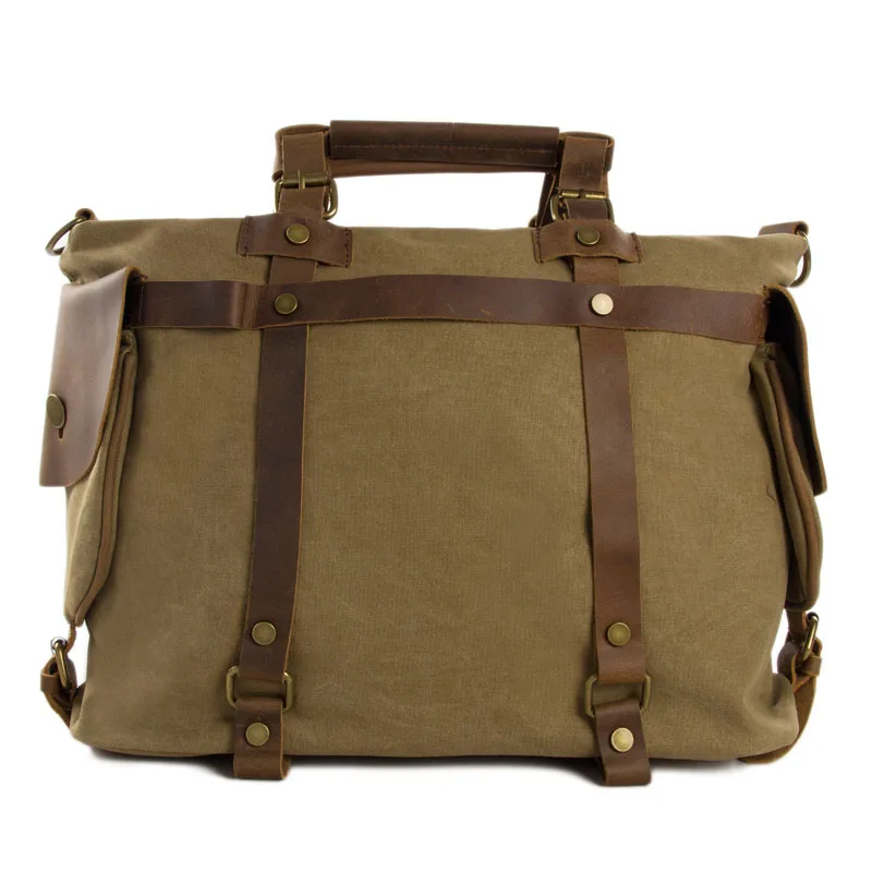 

ROCKCOW Canvas Leather Bag Briefcase Messenger Bag Shoulder Bag Laptop Bag 1801