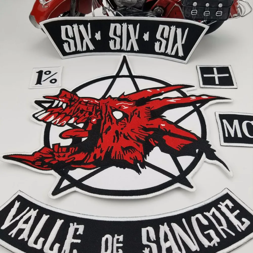 New arrival SIX VALLE DE SANGRE motorcycle patch garment accessory Embroidered Iron On custom back patch4