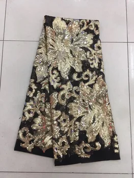 

ZH-12291 fast shipping 5 yards embroidery tulle mesh lace fabric with sequins