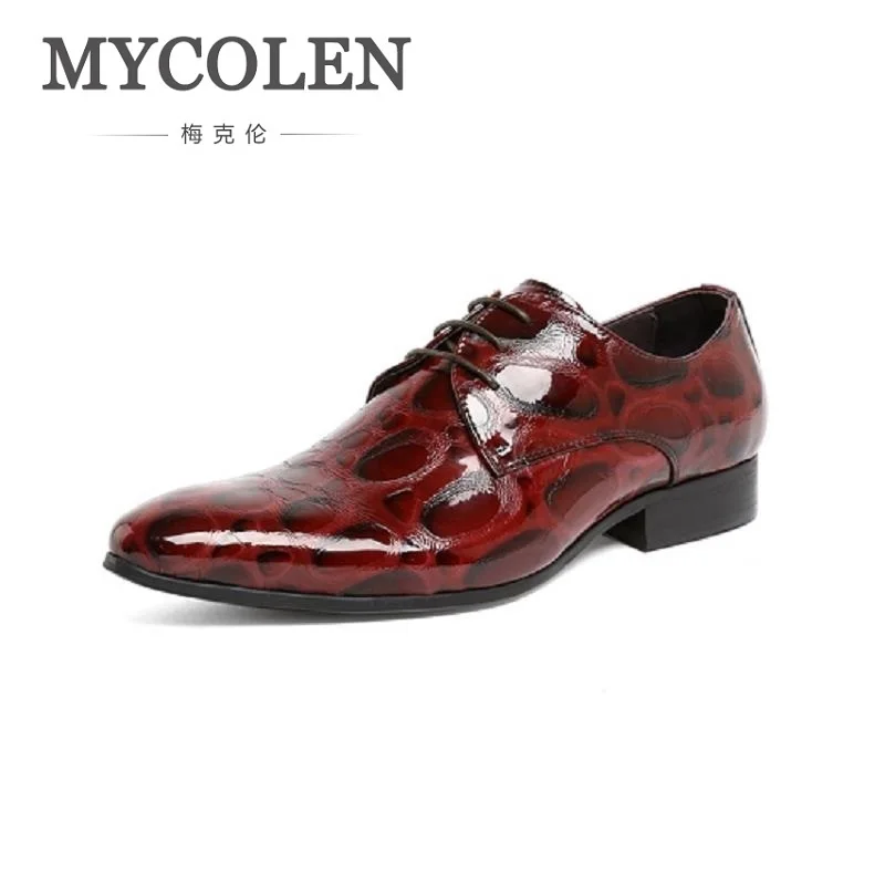 

MYCOLEN Luxury Brand Men Patent Leather Dress Shoes Brand Male Wedding Oxford Shoes Rubber Elevator Shoes Men Sapatos Masculino