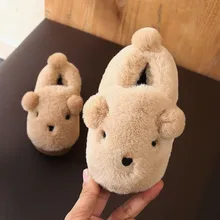 

2018 Autumn Winter Kids Slippers Indoor Child Slip-on Boys Girls Household Cotton Shoes Warm Cotton Kids Home Slippers