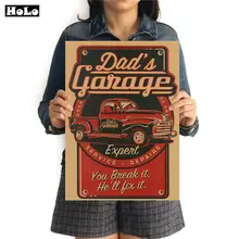 Гараж автомобиль Ретро Живопись Винтаж Плакат крафтс бумага художественная картина-Наклейка на стену гостиная кафе бар Паб Декор для дома 42x30 см