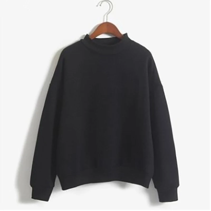 YZ Kpop Sweatshirt Women 2019 Autumn New Solid Color O Neck Plus Size Ladies Casual Sweatshirt