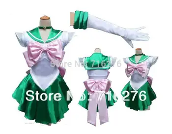 

New Anime Pretty Soldier Sailor Moon Sailor Jupiter Japanese Anime Cosplay Costume female halloween party Any Size