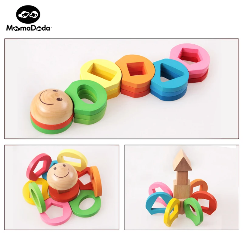 Montessori Marterials Math Geometry Cognitive Educational Toys For Baby Wooden Montessori Infant Flowers Shape Set of Column 