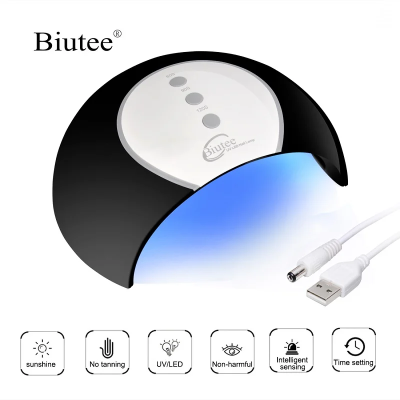

Biutee 24W UV LED Nail Dryer With USB Cable 8 LED 60s/90s/120s Time Setting Smart Sensor Light Lamp Cure All Nail Gel Polish