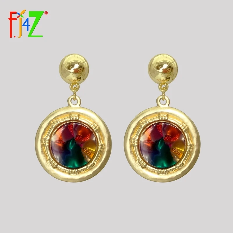 

F.J4Z New Acrylic Earrings Woman Irregualr Geometric Chic Earrings Flower Fruit Drop Earrings for Evening Party Dropshipping
