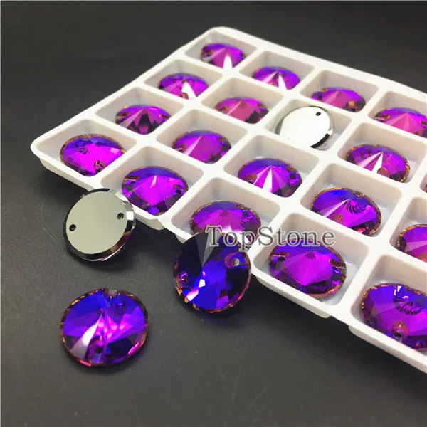 K9 пришить 3200 кристалл риволи пришить камни с плоской задней стороной 10 12 14 16 мм круглые Швейные стеклянные хрустальные бусины для платья Ювелирные изделия - Цвет: Violet Blue