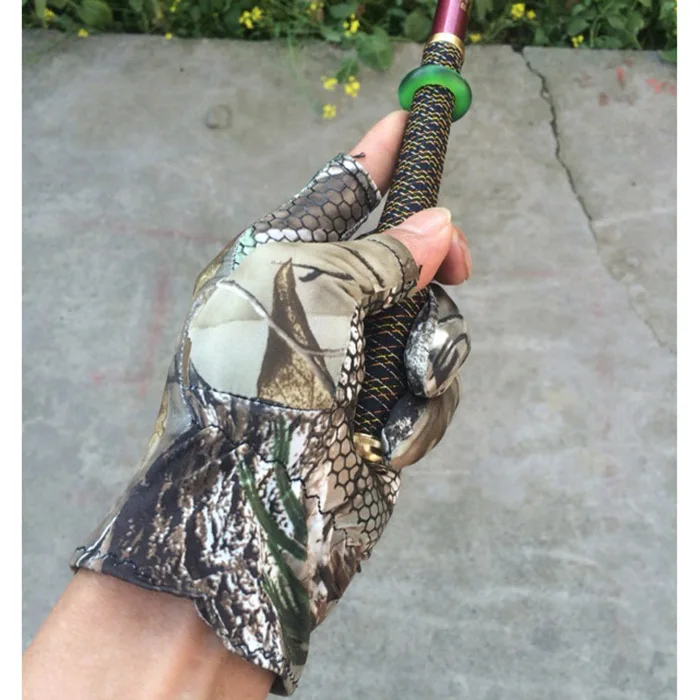 Горячие рыболовные перчатки камуфляжные противоскользящие эластичные тонкие перчатки с 3 пальцами для кемпинга, велоспорта, охоты, полупальцев HV99