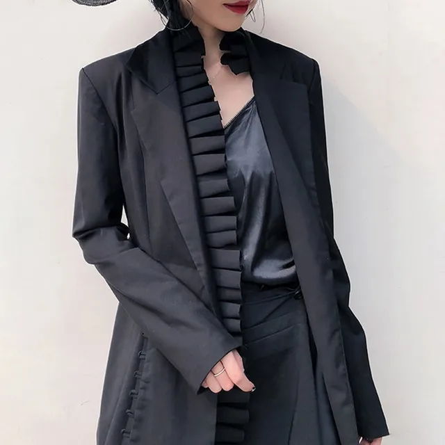 TWOTWINSTYLE Autumn Women’s Suit Blazer Notched Collar Long Sleeve Asymmetric Slim Blazer Female Jacket Fashion Clothing Tide