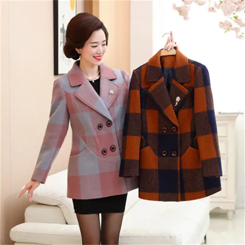 

Fashion women's 2019 new middle-aged women's winter long woolen coat coat large size self-cultivation wild Middle-aged lady coat