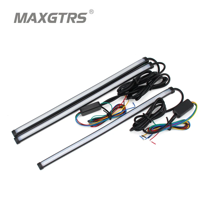 2Pcs Car Flexible Switchback LED Knight Rider Strip Light For Headlight Sequential Flasher DRL Flowing Amber