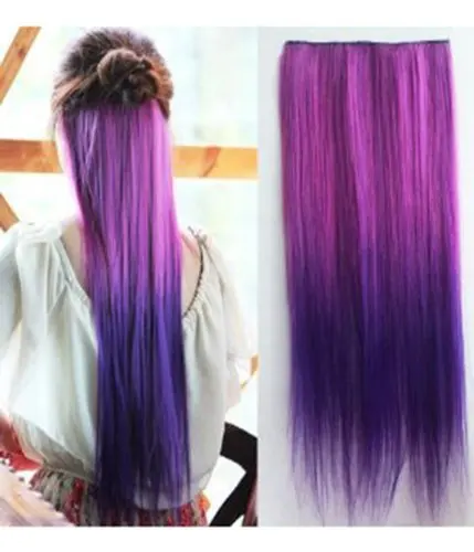 Dip Dye Color 5clips In Hair Extension 60cm Length Rose Red To