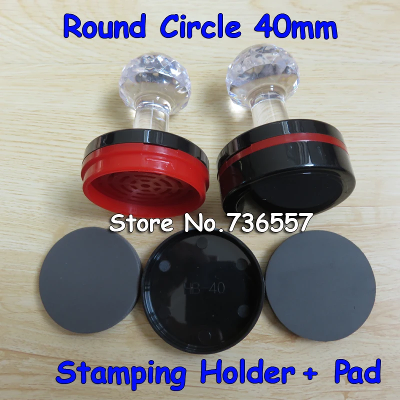 

5Pcs 40mm Round Circle Diameter Stamp Shell Holder +Rubber Pad Photosensitive Portrait Flash Selfinking Stamping Making Seal