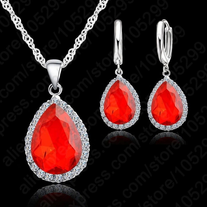 Комплект из колье и серёг серебра 925 пробы с кристаллами|crystal necklace wedding|jewelry setsquality
