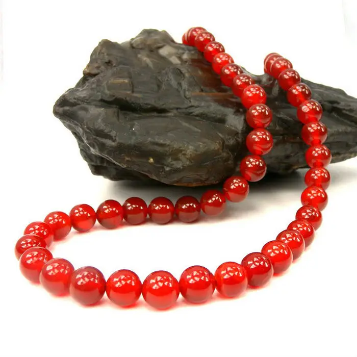 Высокое качество модное ожерелье красное ожерелье из бисера 10 мм Колье с большим камнем
