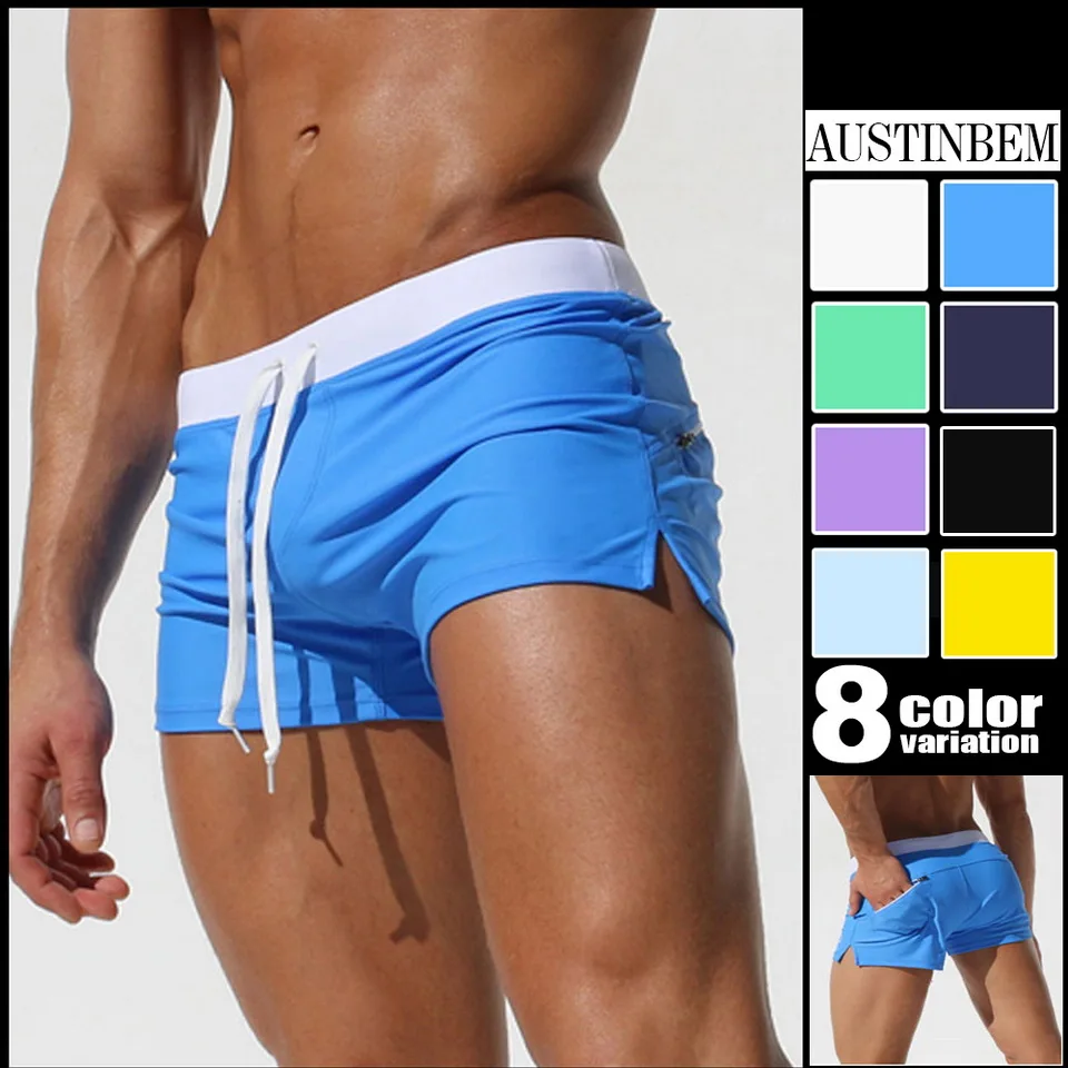 

Men's Swimming Trunks Back Pocket Swimsuits Beach Summer Swimwear Men Swimsuit Boy Swim Suits Boxer Shorts Swim Trunks Surf