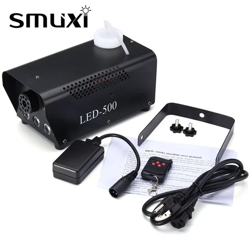 Smuxi RGB светодиодный Беспроводной дым туман машины 500 Вт сценическое освещение для DJ диско вечерние Клубные распылитель, распылитель с пультом дистанционного управления 110 V-230 V
