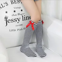Girls Knee High Socks with Bow Kids Boot Socks Stripe Cute Princess Long Socks for School Baby Solid Color Leg Warmer Brand 5