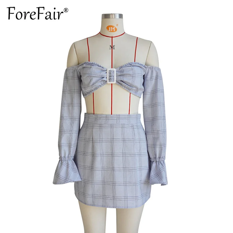Forefair 2018 Сексуальный Топ без бретелек с длинным рукавом Женский комплект 2 шт. в