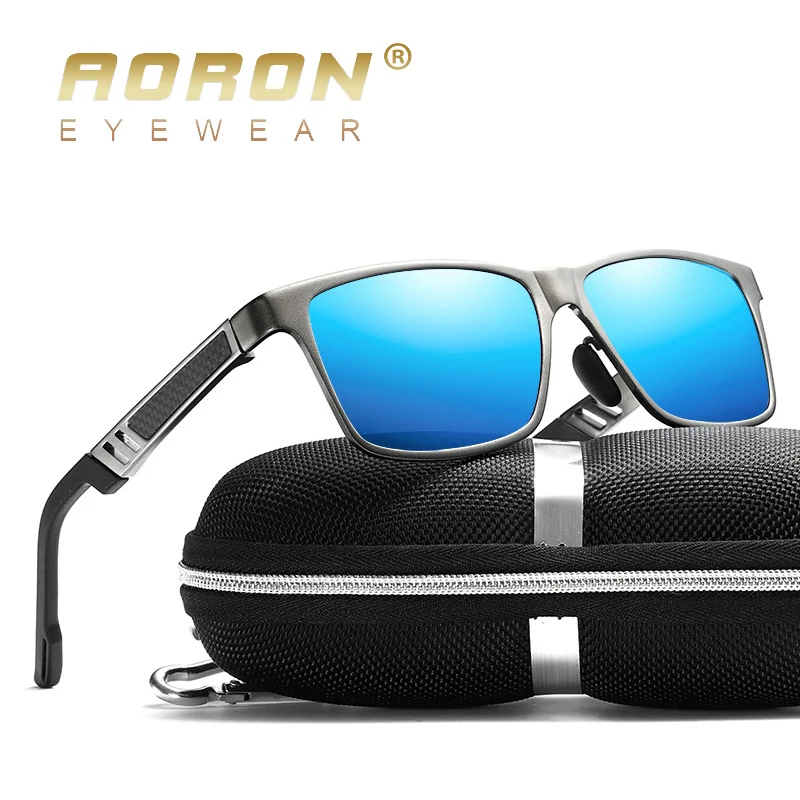 

AORON Mens Polarized Sunglasses Aluminum Magnesium Sun Glasses Driving Glasses Rectangle Lens For Men Eyewear