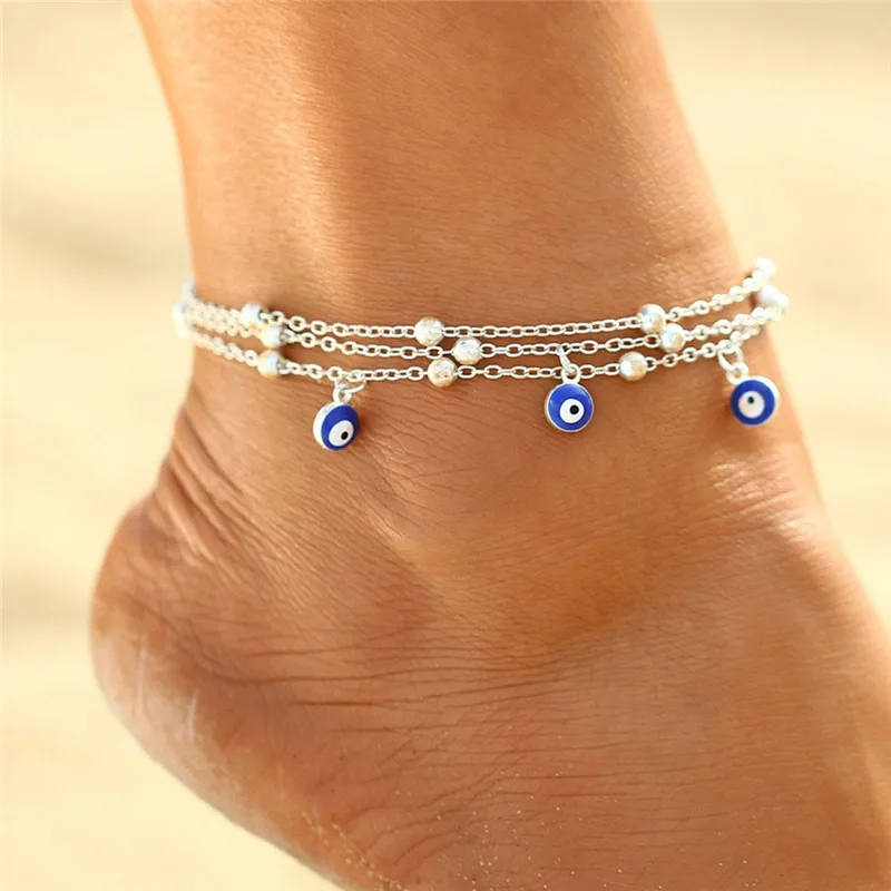 Bohemia Lucky Evil Eye Ankle Bracelet Charms Shell Anklet Beach Jewelry