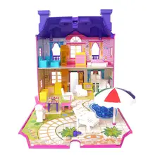 Двухэтажная роскошная вилла, игрушка, детский игровой дом, сцена, игрушка, фиолетовая вилла, светильник, музыкальная мебель для детей