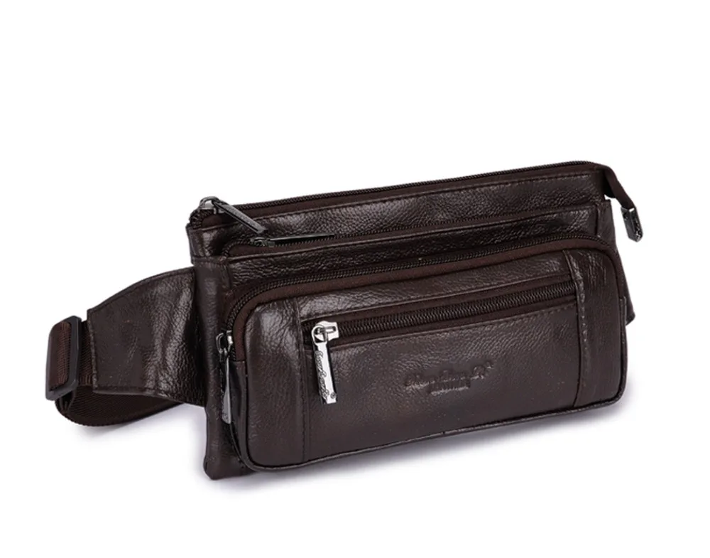 Мужская винтажная сумка-мессенджер из натуральной воловьей кожи с 4 карманами на молнии, нагрудный ремень, поясная сумка, поясная сумка, кошелек