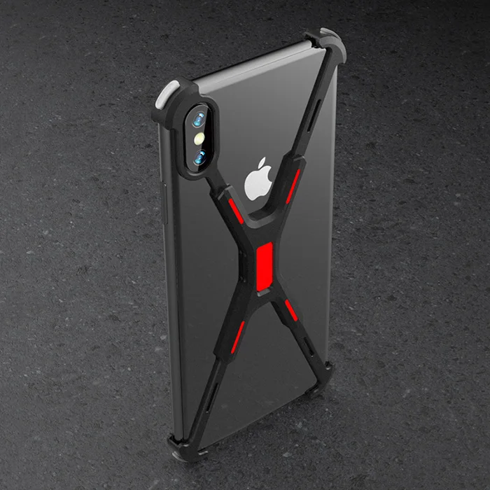 R-just для iPhone XS Max бампер Роскошный Жесткий металлический алюминиевый сплав Броня противоударный чехол для телефона iPhone XR X задняя крышка - Цвет: Black