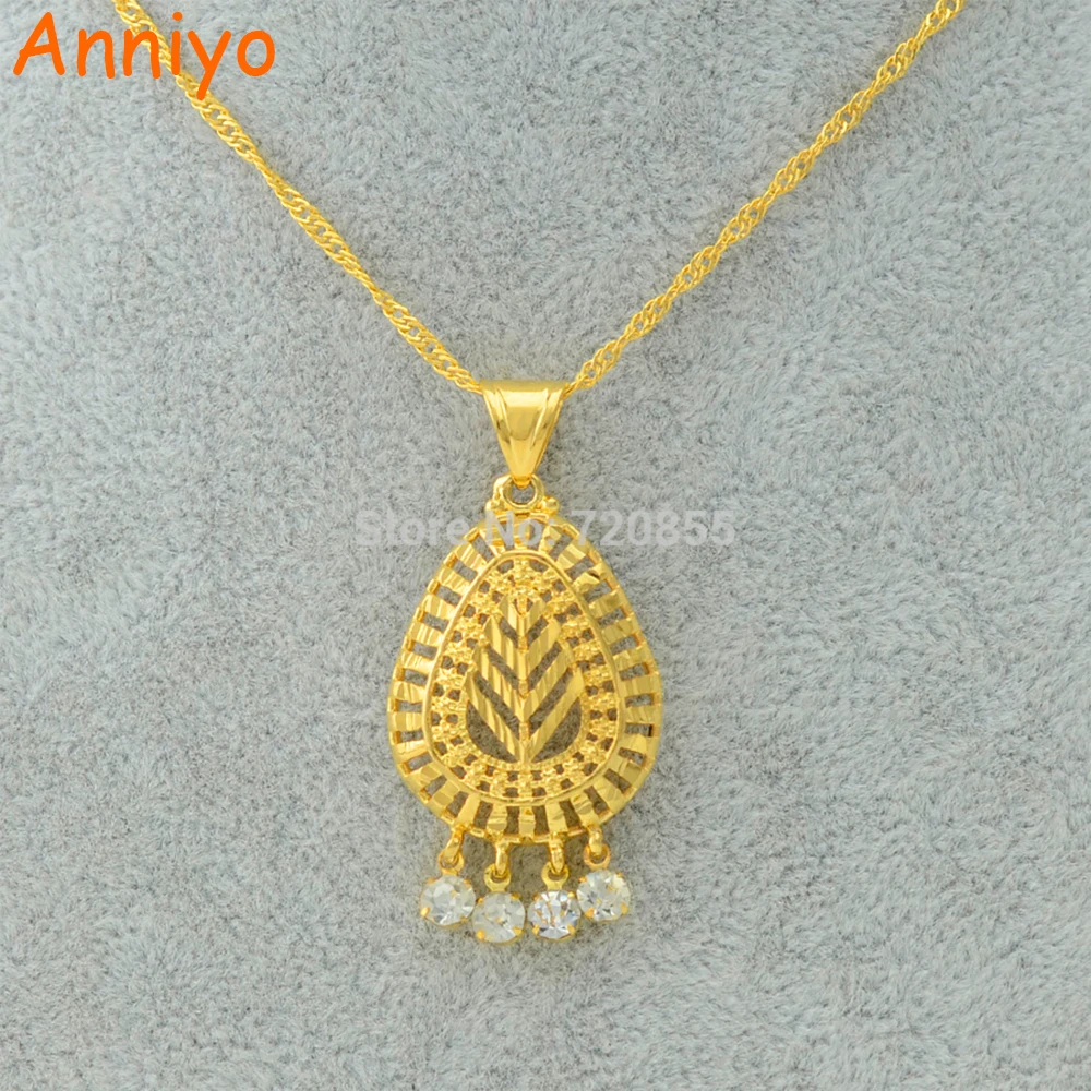 Anniyo модное ожерелье кулон для женщин горный хрусталь ожерелья Золотой Цвет капли