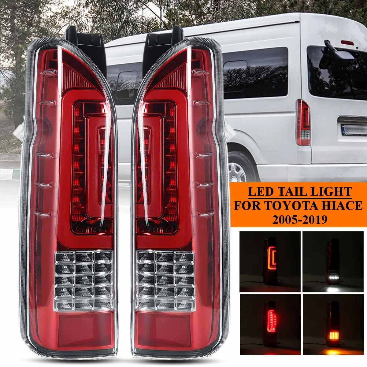 

12V Led Tail Light FOR TOYOTA HIACE 2005 - 2019 Taillight Rear Reverse Brake Light Fog Light Lamp Drl Car Accessories Styling