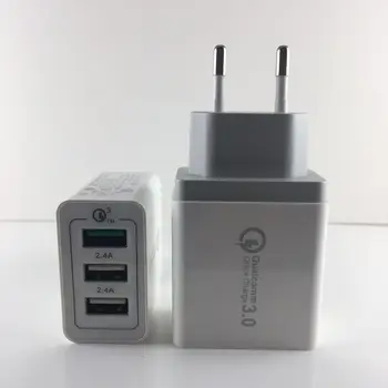 

3-port EU charger mobile phone charger Power Adapter qc3.0 fast charge 2.4A USB charger For iphone xiaomi ipad huawei Samsung
