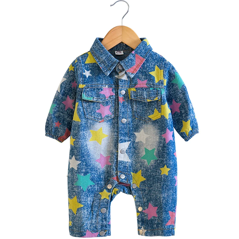 Autumn New Fashion Baby Boys Cowboy Clothing Rompers Long Sleeves