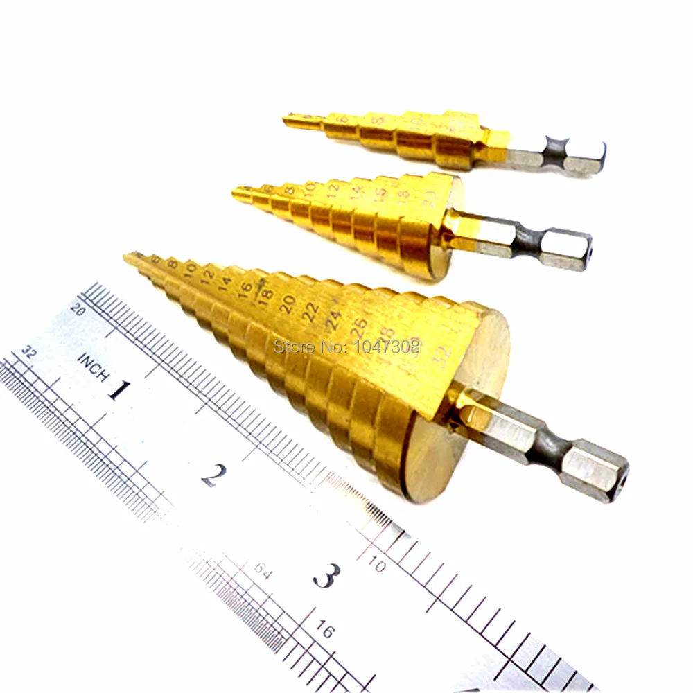 3pcs Hss Step Cone Drill Bit Metal