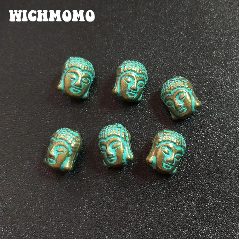 

10pcs/lot 10MM Antique Patina Zinc Alloy Green Buddha Head Charms Beads Fit for Bracelet Necklace Crafts Making DIY Accessaries