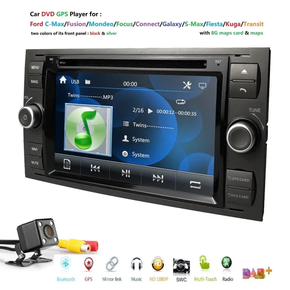 

IPS 2Din Car DVD Player 7"dvd monitor For Ford Focus/Mondeo/Transit/C-MAX/Fiest GPS Navigation SWC Bluetooth RDS CAM