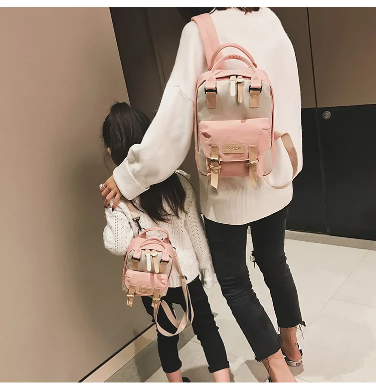 Повседневный рюкзак для мамы и дочки; маленький дизайнерский рюкзак с цепочкой для девочек; 3 размера; школьная сумка; нейлоновый Детский рюкзак; Mochila