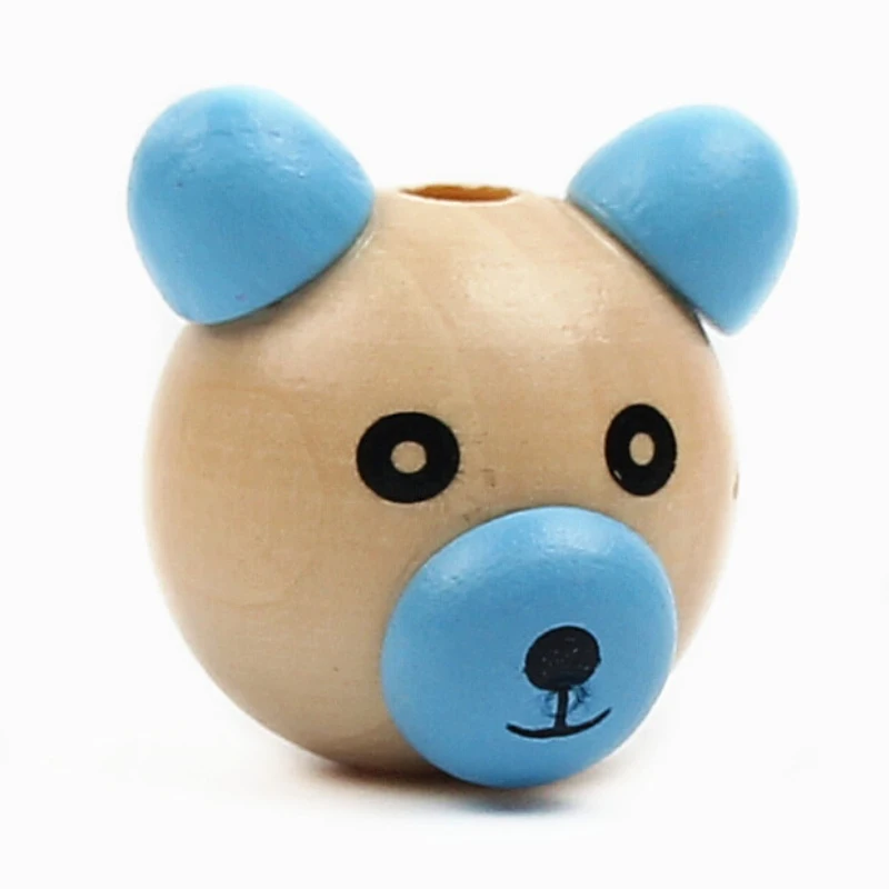 Ручной работы DIY шт. 5 шт. мультфильм 3D Медведь бусины мяч улыбающееся лицо дерево бусины DIY соски клип и украшения для бусины для детей Craft - Цвет: Color 19