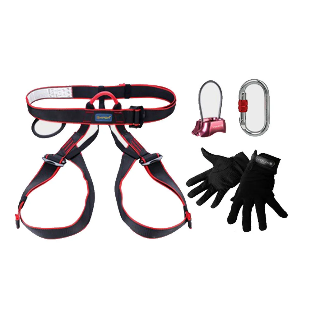 

Camping Home Rescue Aid Escape Fast Rappelling Equipment Set 4 Pieces Descender Carabiner Safety Belt Gloves Survival
