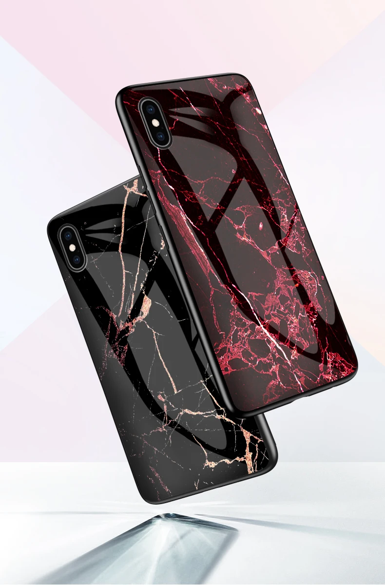 Для iphone X 7 8 Plus XS роскошное Мраморное Закаленное стекло-Броня чехол для iphone XS Max 6 6S Plus силиконовый чехол-накладка Coque Capa