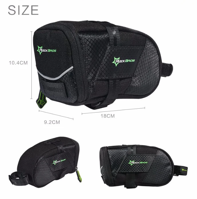Top ROCKBROS Bicycle Bike Rear Bag Rainproof Nylon Bike Saddle Tube Bag Outdoor Cycling Mountain Bike Back Seat Tail Pouch Package 21