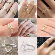 Jisensp Charms Herten Gewei Vos Dier Open Ring Voor Vrouwen Trouwringen Verstelbare Sneeuw Berg Knuckle Vinger Sieraden Ring