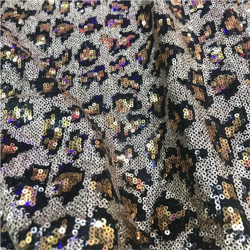 

Lace116 Leopard Print Fashionable Dress Evening Dress Sequined Mesh Fabric Fashion Coat Fabric Lace Mesh Decoration Fabrics