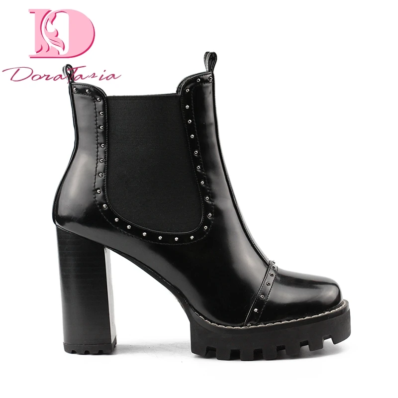 

DoraTasia Motorcycle boots High Heeled Winter Boots Platform Ins Style Large Size 41 Women Shoes Sexy Party Shoes
