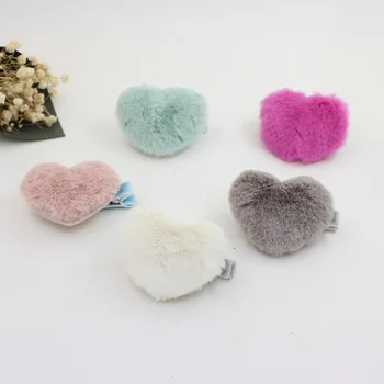 

Wholesale Boutique 10pcs Fashion Cute Fur Heart Hairpins Solid Cartoon Hair Clips Princess Winter Headwear Hair Accessories
