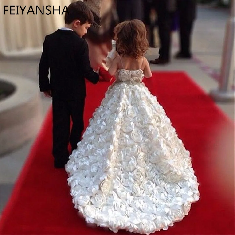 US $71.40 Flower Girl Dresses For Weddings 2021 Luxury Kids Evening Pageant Ball Gowns First Communion Dresses For Girls Vestidos Daminha