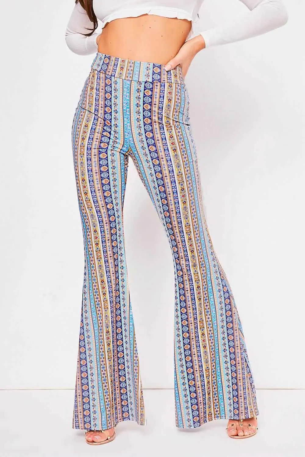 Женские расклешенные брюки Boho винтажные мягкие Стрейчевые с высокой эластичной